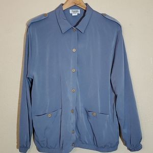 Large Vintage 90's Blue Utility Windbreaker Jacket